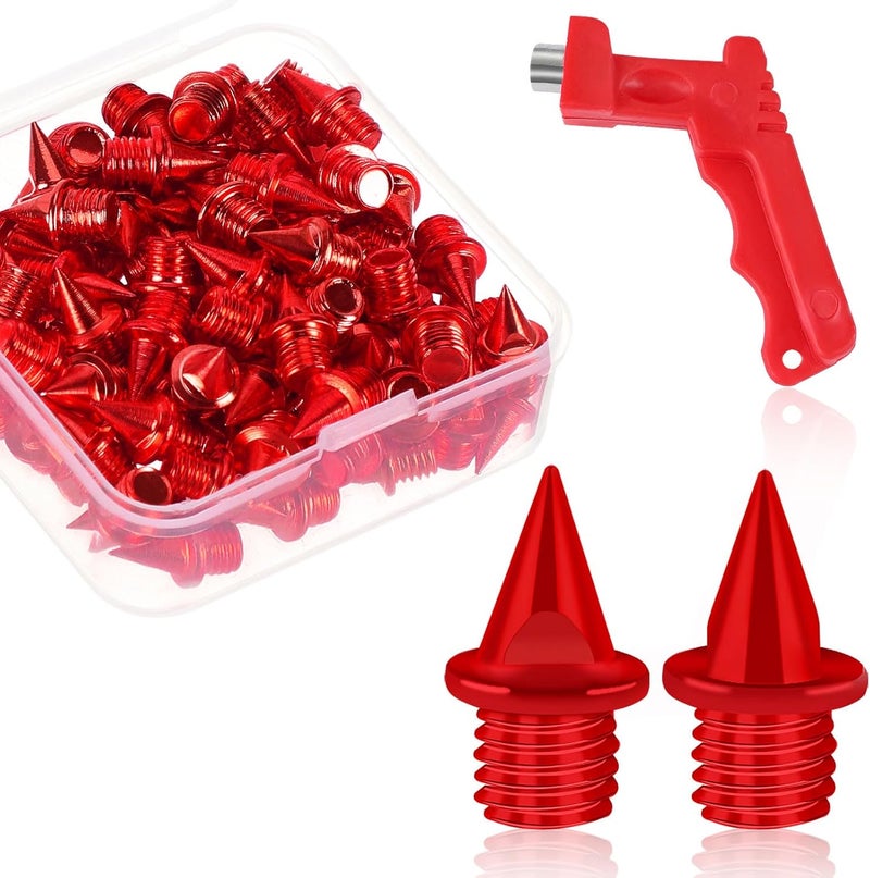 JULMELON 1/4 Inch Carbon Steel Track Spikes, 60PCS Lighter Weight Carbon Spikes with Spike Wrench for Track Shoes Field Sprinting Cross Country Short Running Replacement Spikes - Image 1